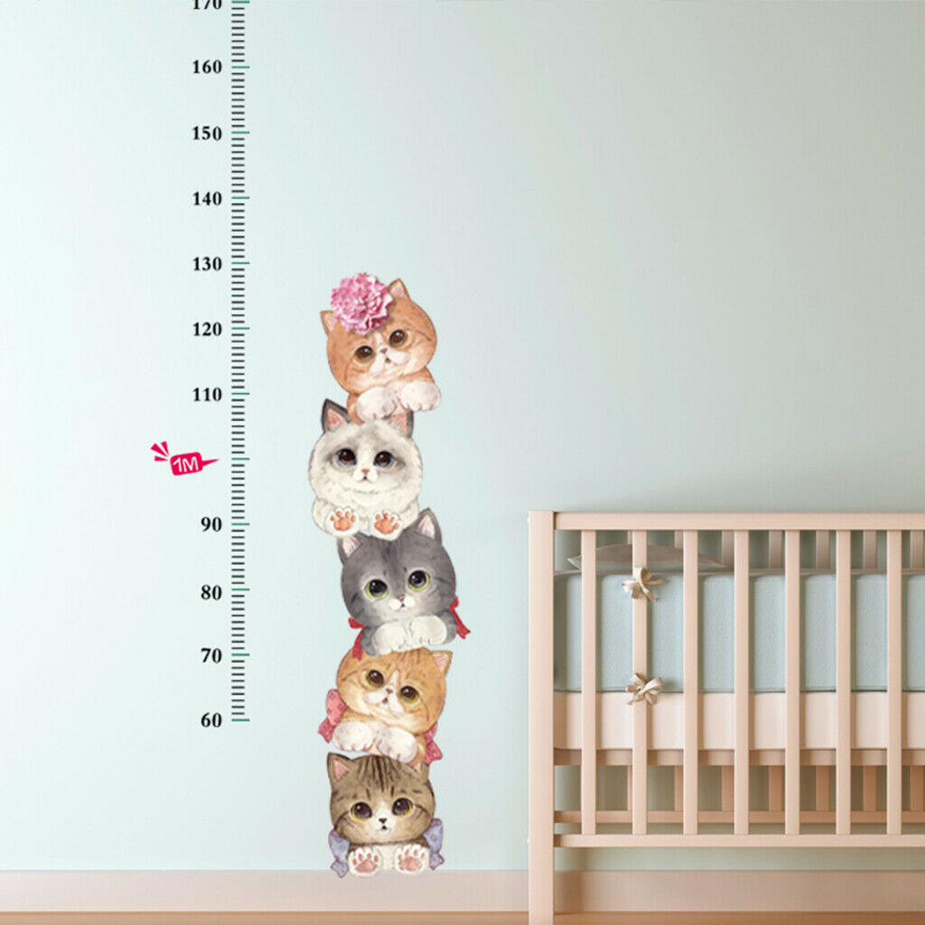 Animal Cats Height Chart Measure for Kids Children Wall Art Mural Decor Vinyl