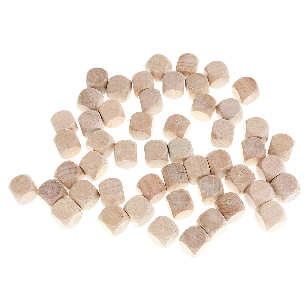 50PCS Blank Wood Game Dice Set Toys 16mm Craft Wooden Blocks For Kids DIY Art