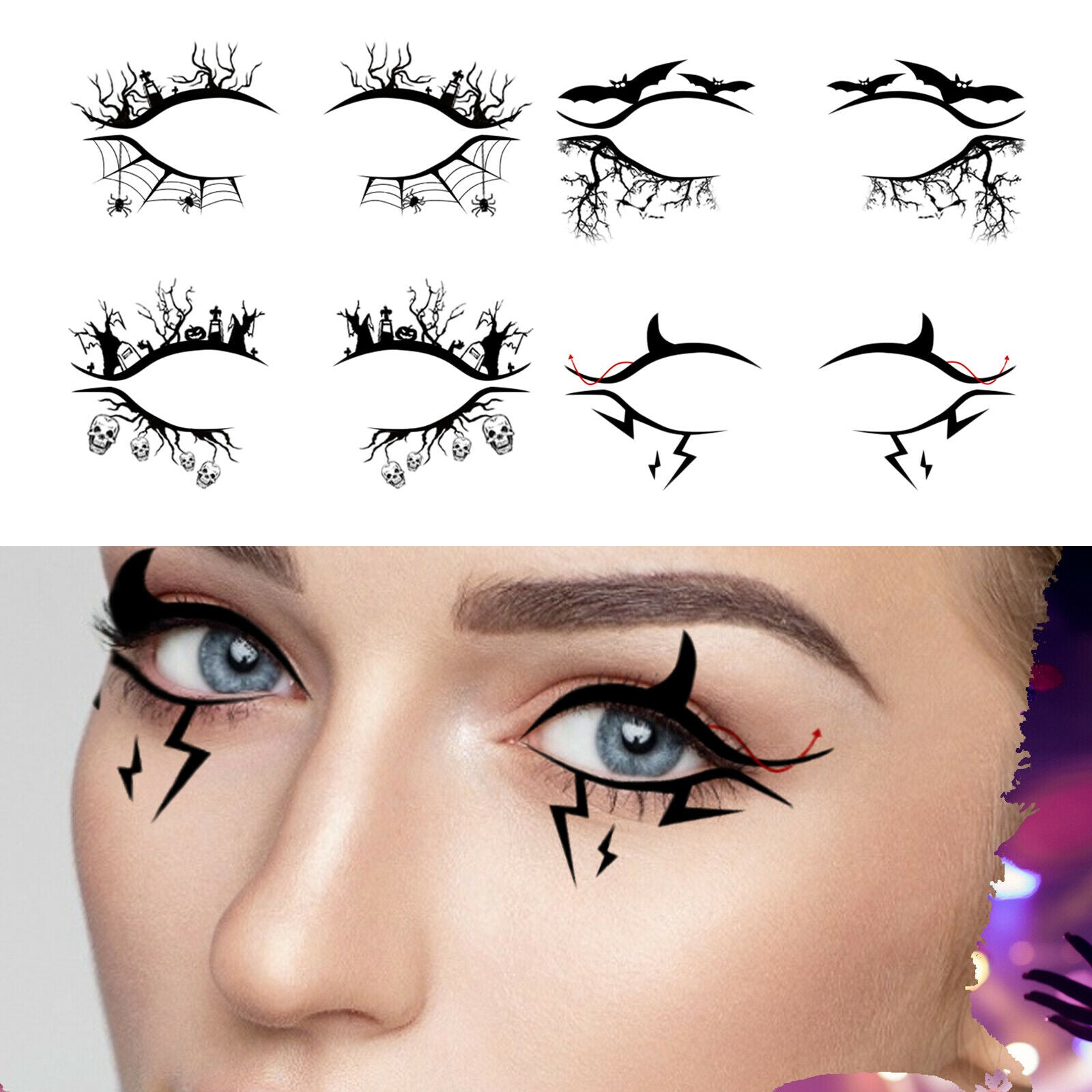 1 Sheet Halloween Eye Shadow Eyeliner Cosmetic Stickers for Stage Decoration