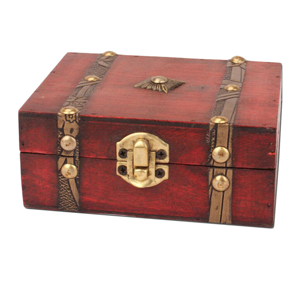 Wood Jewelry Box w/ Lock Bracelet Storage Box Organizer Holder Display Case