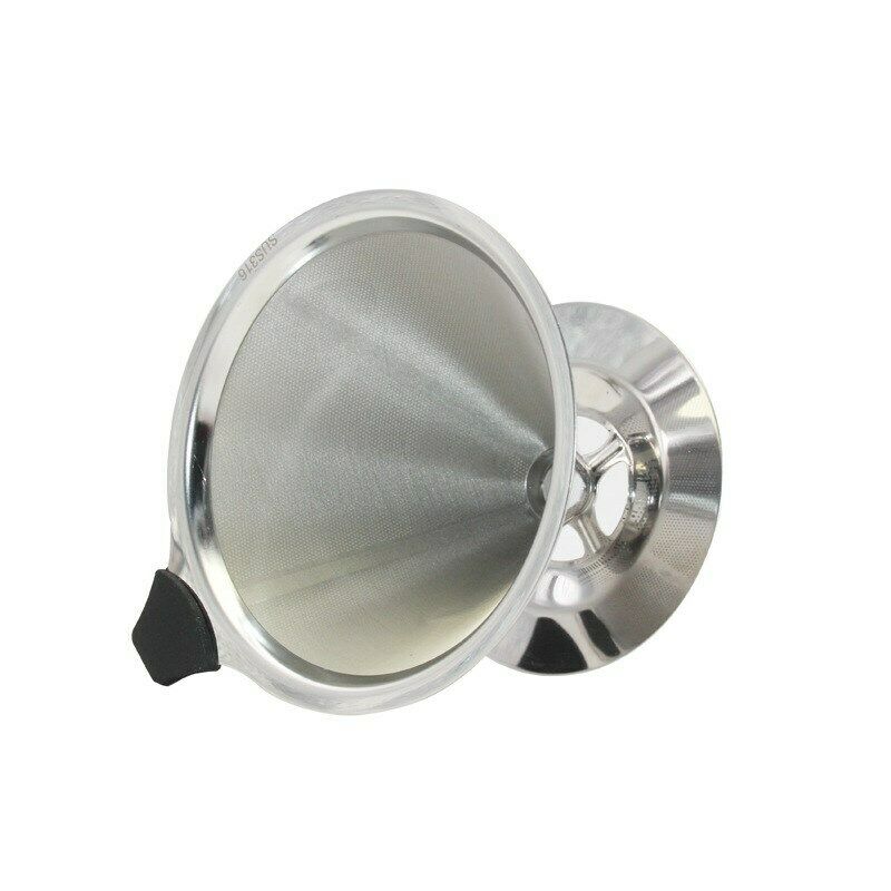 Coffee Filter Dripper Pour Over Stainless Steel Funnel Reusable 1-4 CUP CA