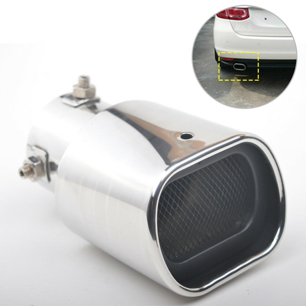 Car Straight Stainless Steel Exhaust Square Rear Tail Silencer Tip Pipe End 63mm