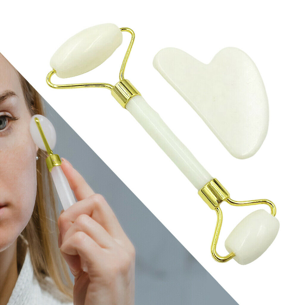 Face Lifting Jade Stone Roller Massager Guasha Tool Kit for Face Eye Neck