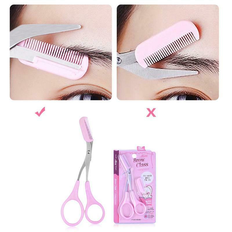 Stainless Steel Eyebrow Scissors with Comb Curved Trimmer Grooming Beauty Tools