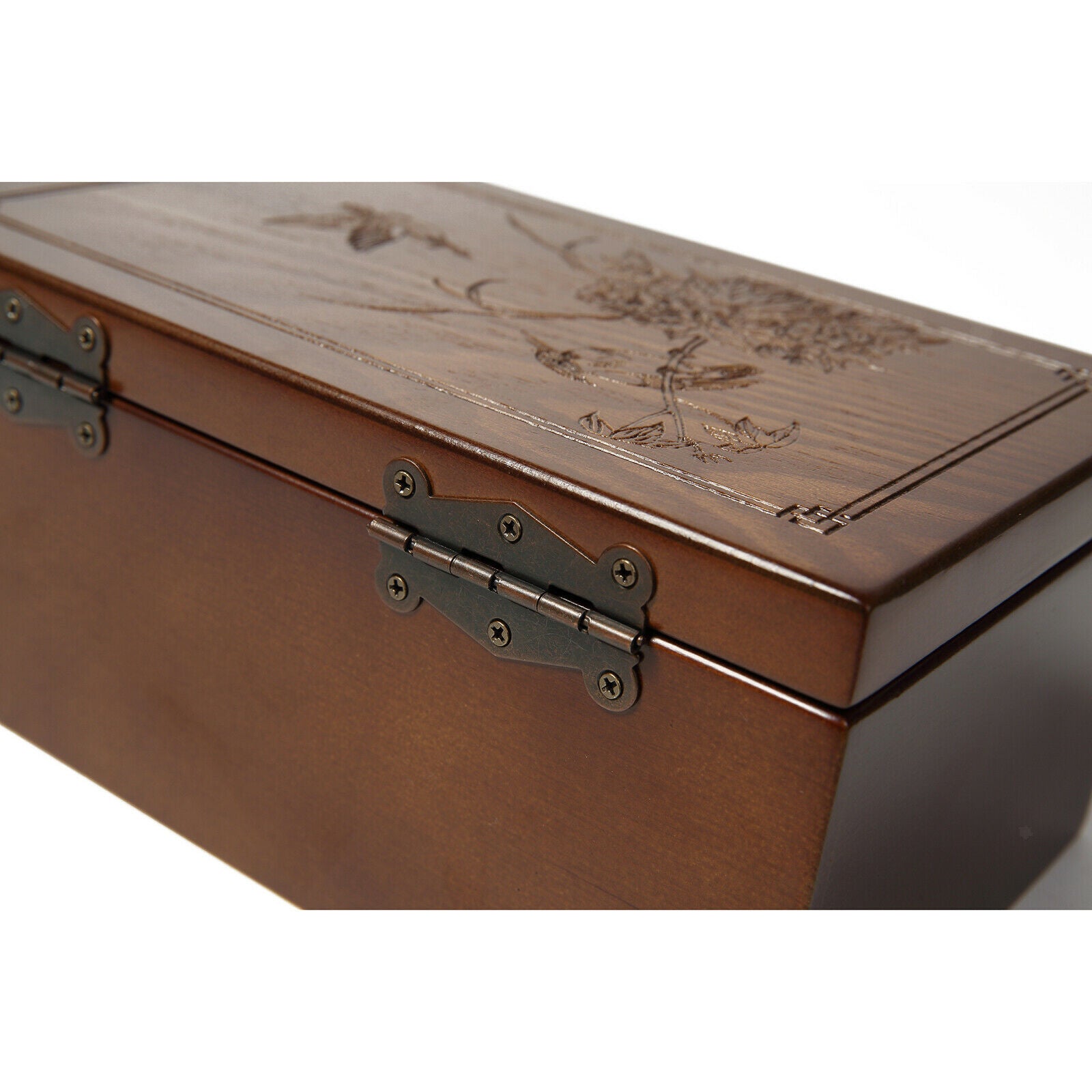 Soft Lining Wooden Jewelry Storage Box for Watches Bracelet Earrings 2 Tier