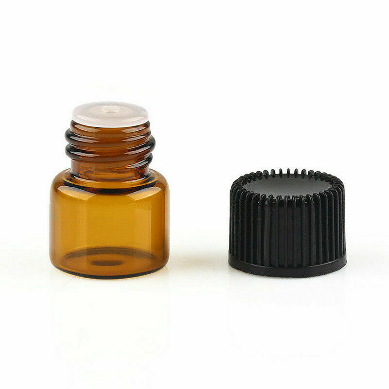 100pcs Small Tiny Empty Dark Brown Glass Vials Bottles 1ml Travel Sub Containers