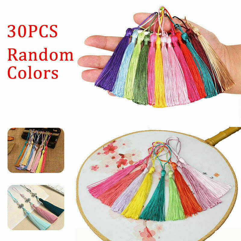 Lot of 30 Silky Tassel Crafts For Souvenir Bookmarks Jewelry Making Accessories