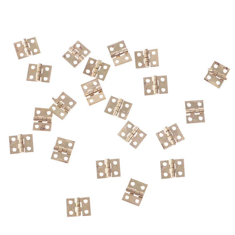 20pcs Cabinet Door Hinges Brass Plated Mini Hinge Small Decorative Jewe XC