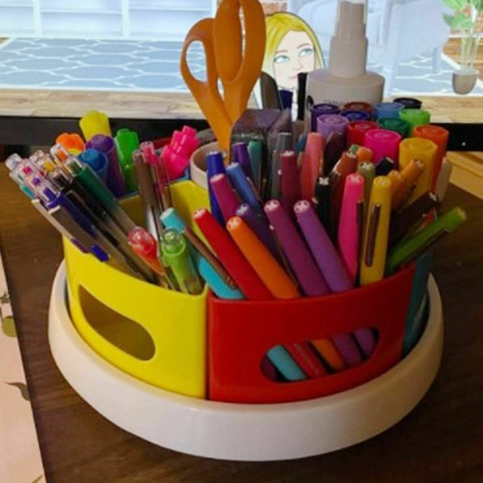 Pencil Holder Stationary Storage with 8 Compartments for Home Office Desktop