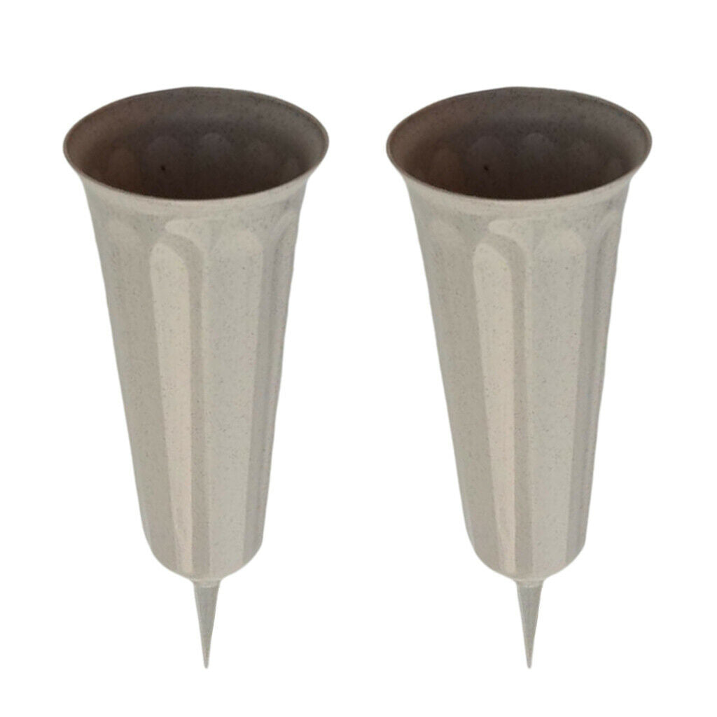 6Pcs 26cm Plastic Stake In Ground Fluted Flower Vases Holder for Lawn Garden