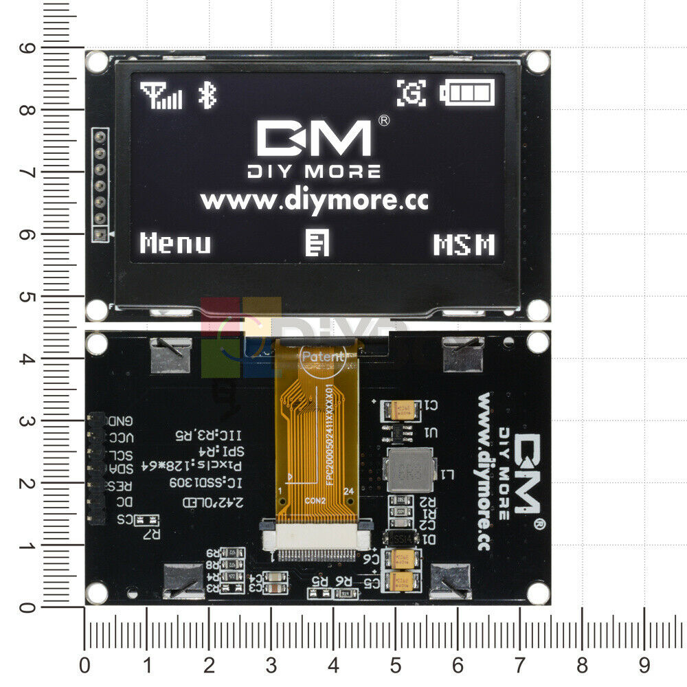2PCS 2.42" SPI IIC 128X64 White OLED LED LCD Display Module SSD1309 for Arduino