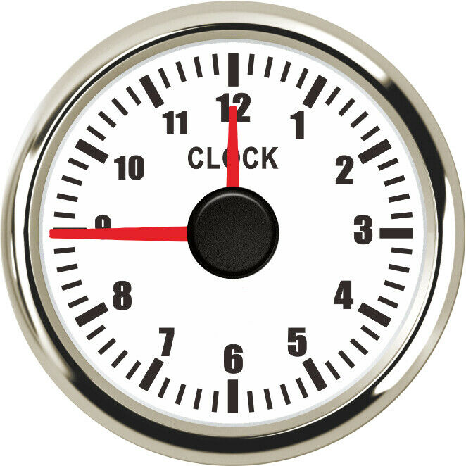 Clock Gauge,2-1/16"/52mm,9-32V,Universal for Cars Boat Truck Yacht,Red Backlight