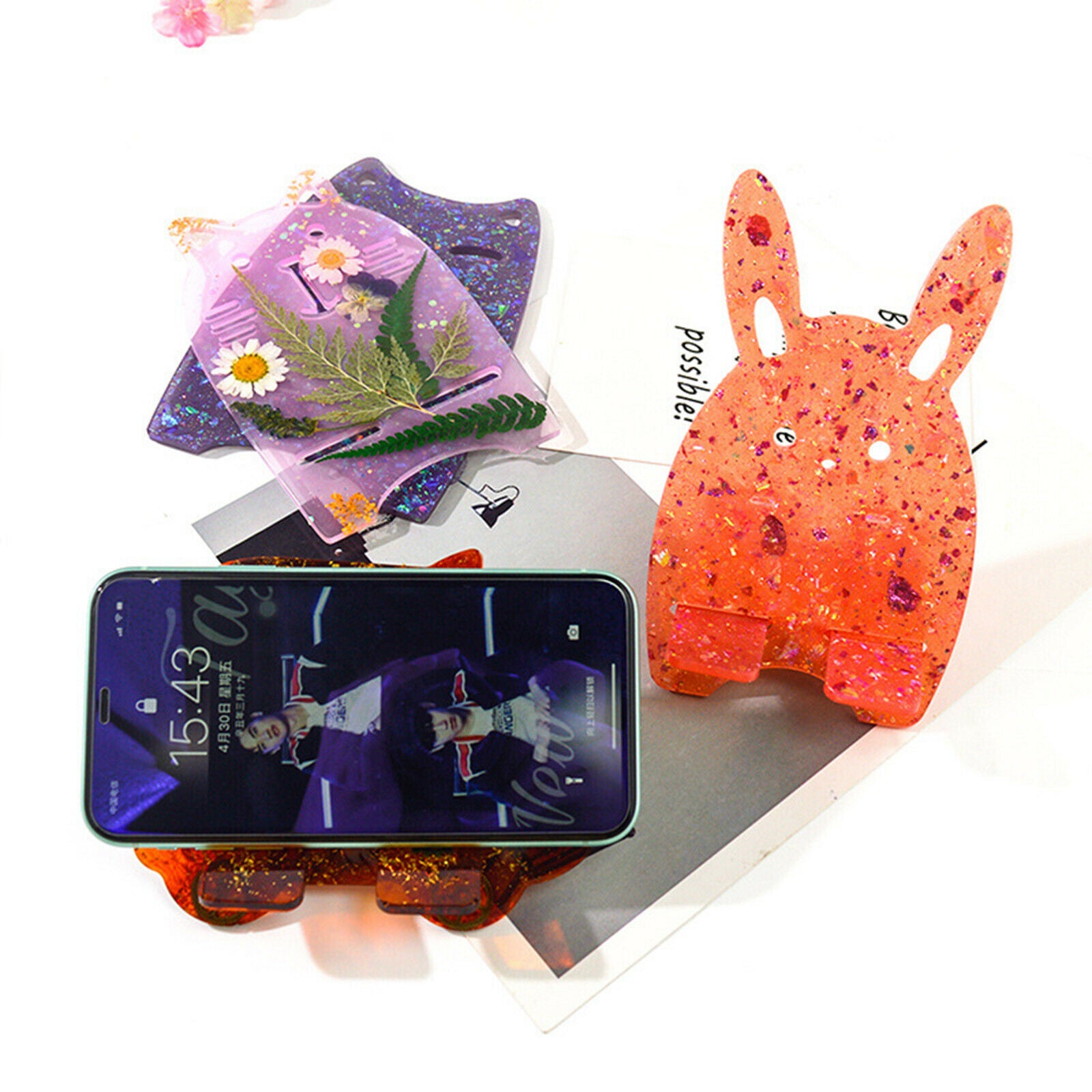 Cell Phone Stand Mold Set Epoxy Casting Mould Decoration Tool 6x Pattern