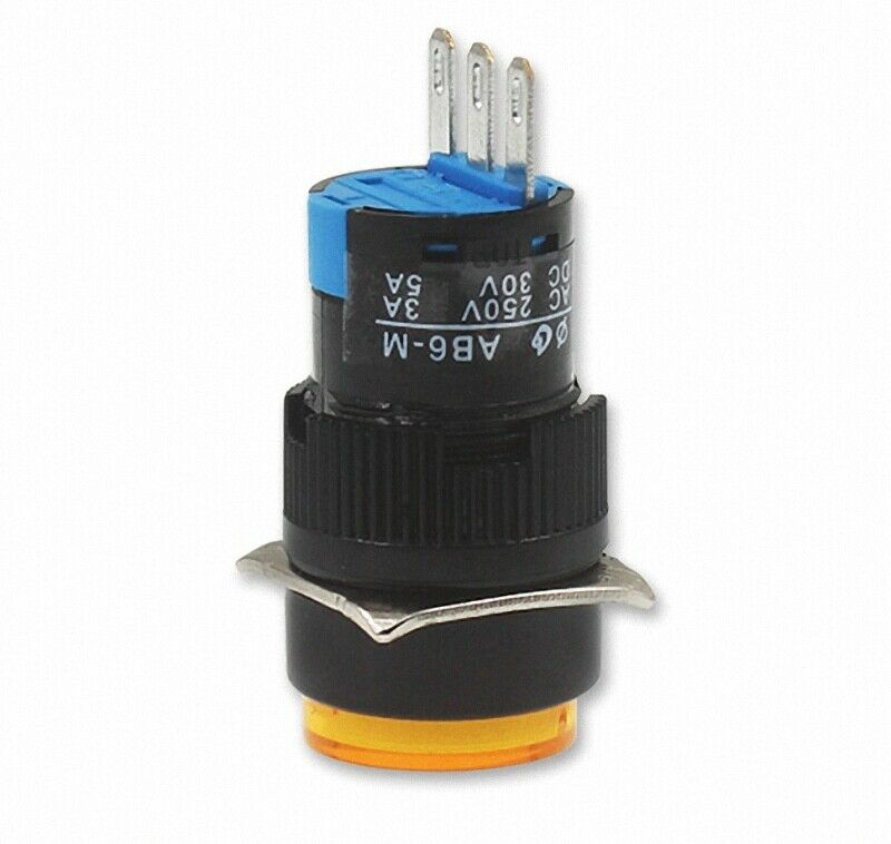 2Pcs 16mm Round Yellow Sign Open/Closed Automatic Reset Button Switc-h3 Pin