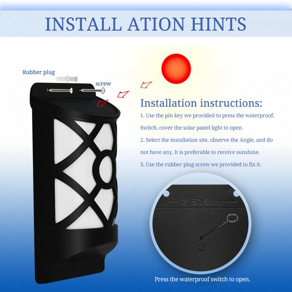 Portable Yard Solar LED Motion Sensor Night Light Simulation Flame Wall Lamp