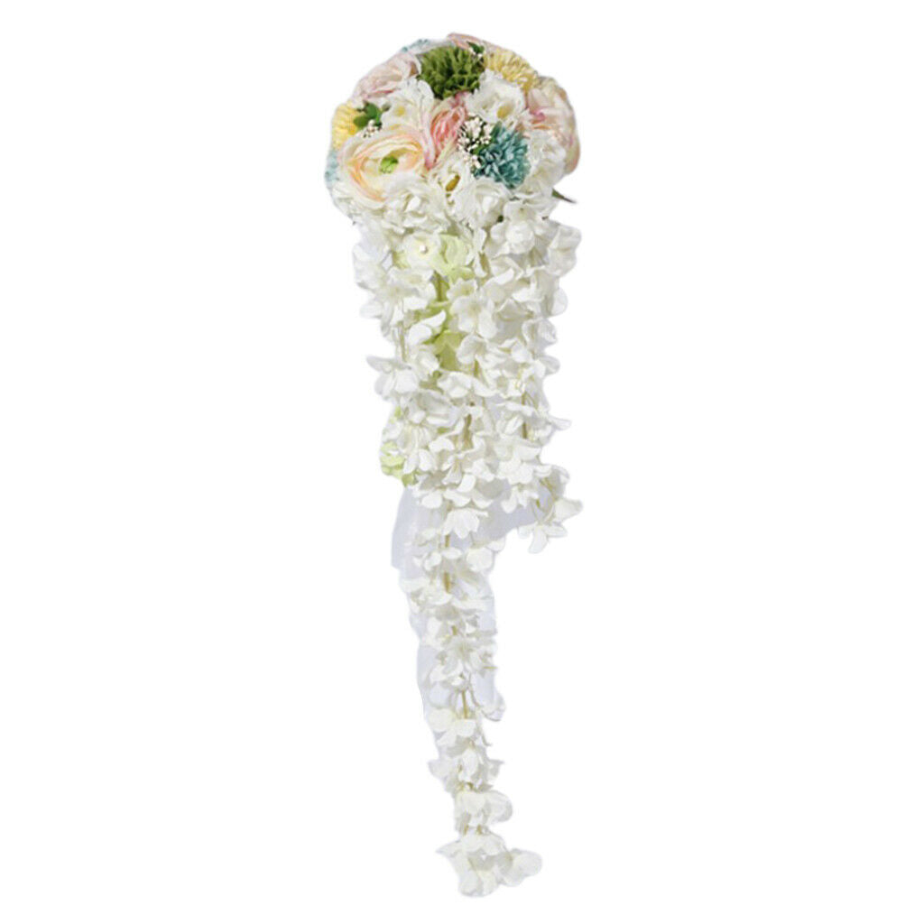 Cascade Bouquet Wedding Bridal Bridesmaid Artificial Silk Hand Tied Flowers