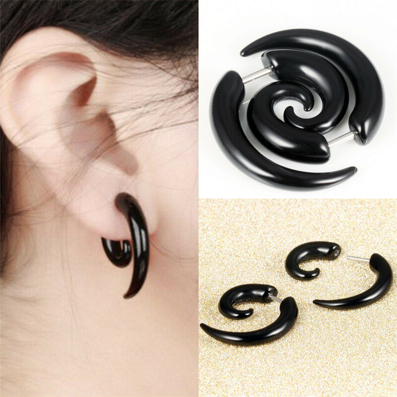 Punk Stud Earrings Rock Men Black Earrings Women PVC Anti Allergy Earrings BDAFL