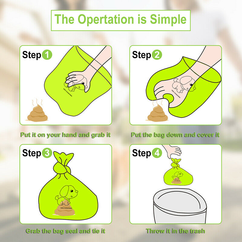 1roll Biodegradable Dog Poop Bags Corn starch Earth Friendly Waste Bag for Dogs