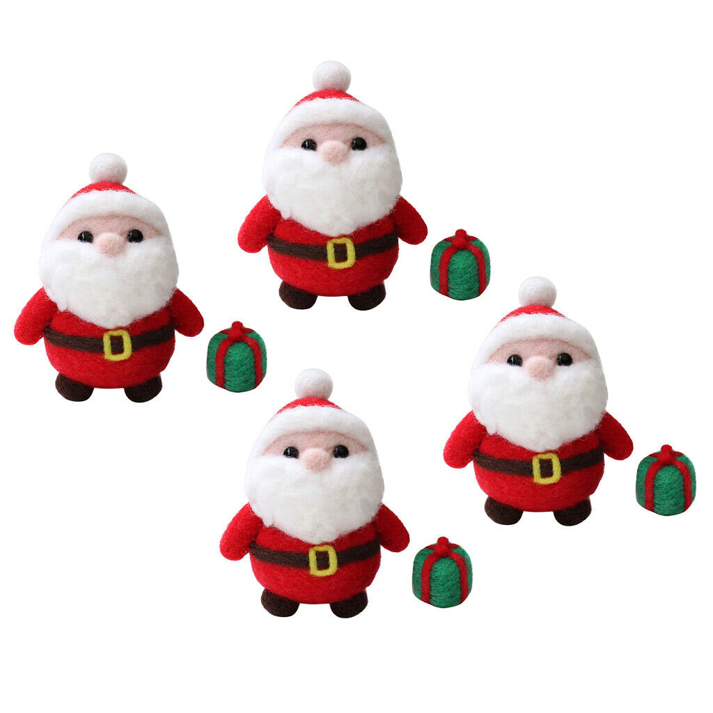 4-Packs Lovely Needle Felting Santa Claus Kit Needle Felted DIY with