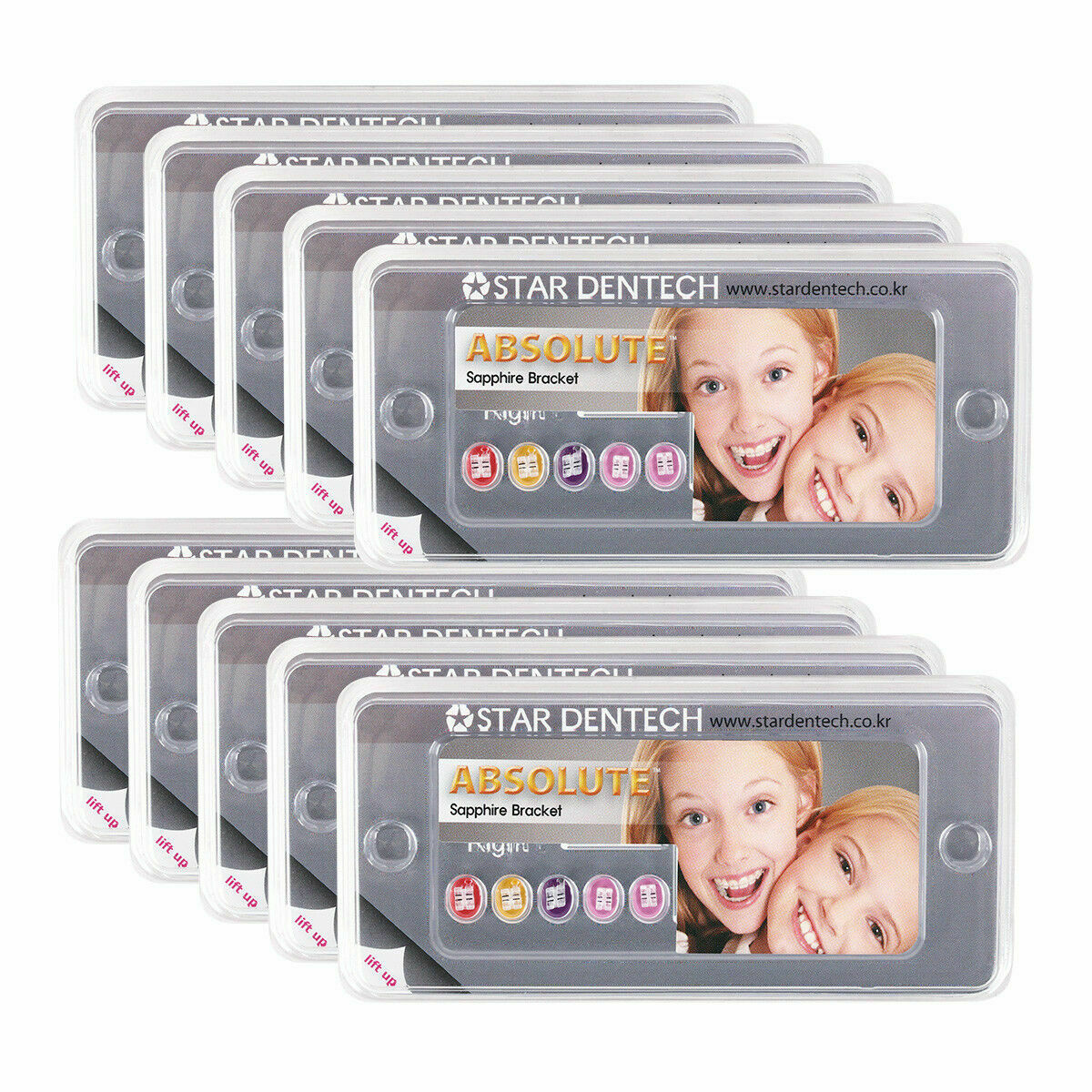 10 Kits Dental Orthodontic Ceramic Bracket Monocrystalline Roth.018" 345 Hooks