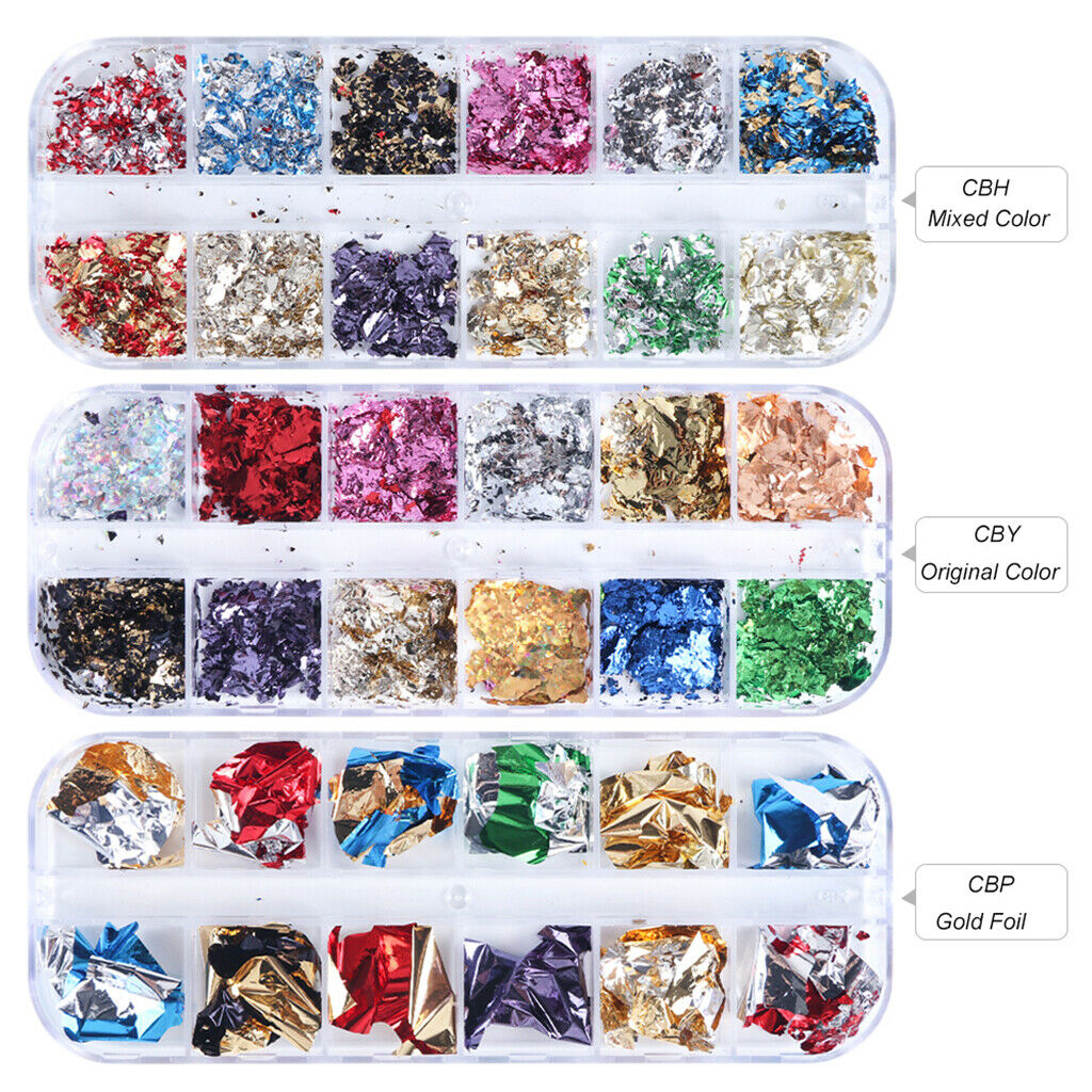 24 Color Nail Sparkle Iridescent Foil Flakes Fragments Nails Art Supplies Decals