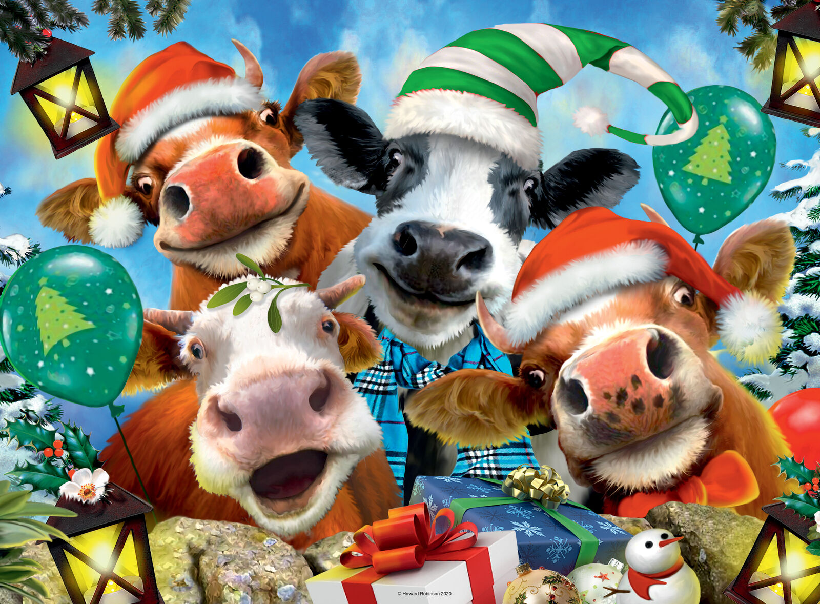 16532 Ravensburger Selfies - We Wish Moo a Merry Christmas Jigsaw Puzzle 500pcs