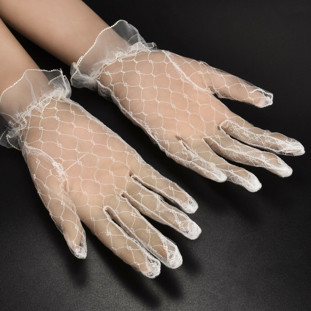 New Wrist Wedding Driving Bow Lace Gloves Bridal Party Prom Fishnet Gloves 1Set