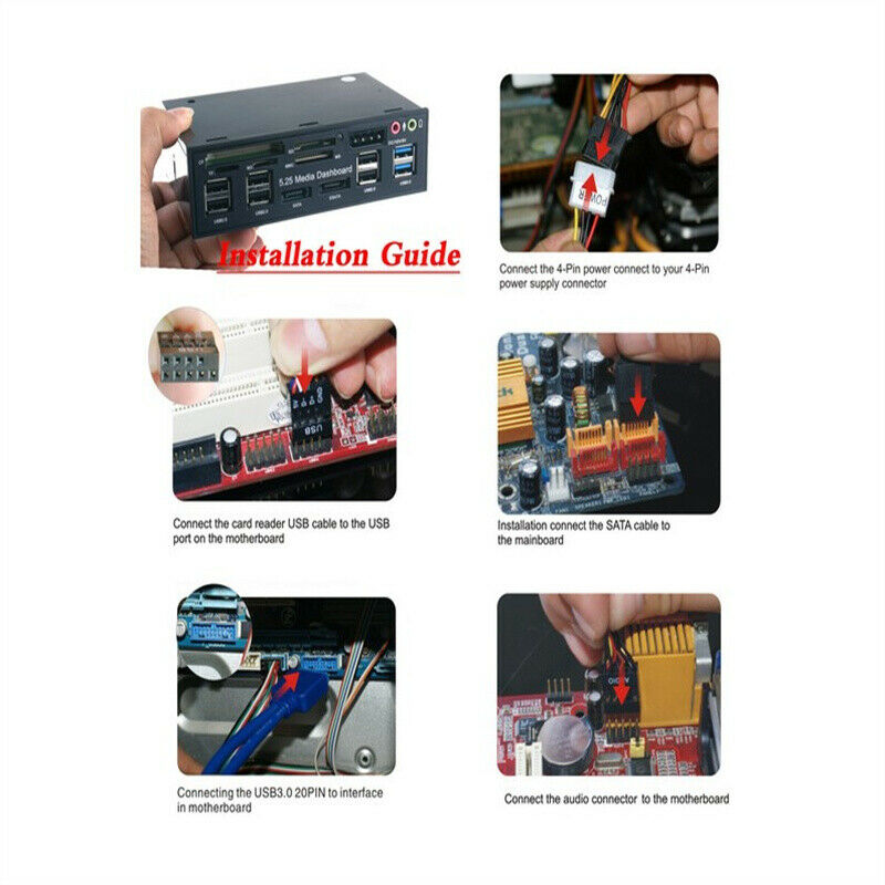 Multi function Front Panel Media Dashboard USB 3.0 Hub Card ReaderBDAU