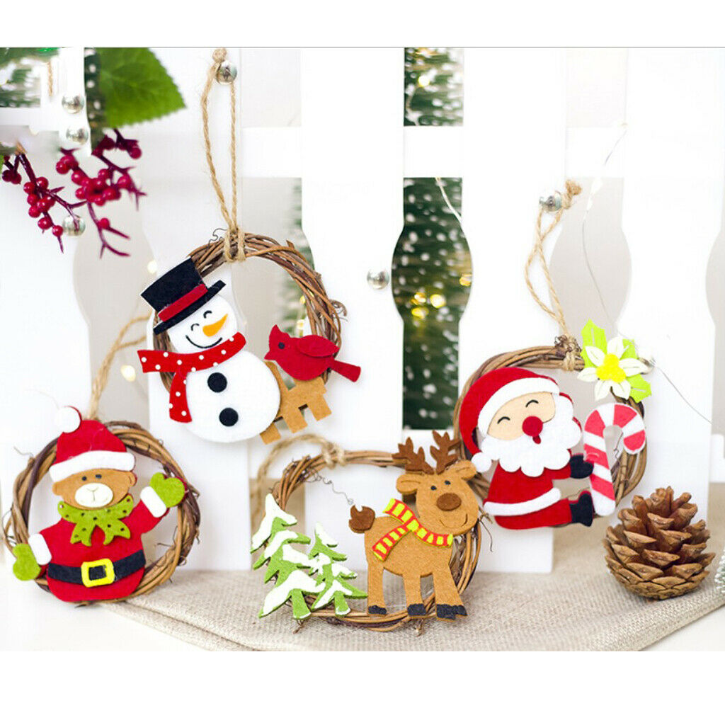 4x Assorted Christmas Wreath Rattan Christmas Tree  Decoration