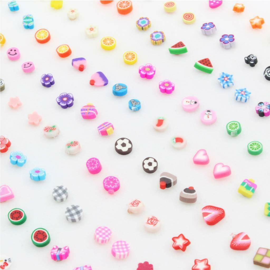 100   Pairs   Mini   Cartoon   Cute   Fruit   Design   Earrings   Ear
