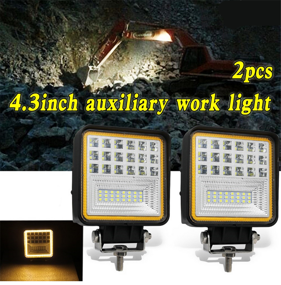 2 x 4.3" 126W Car Top LED Work Light Flood beam Led Driving Beam DRL Angle Eye