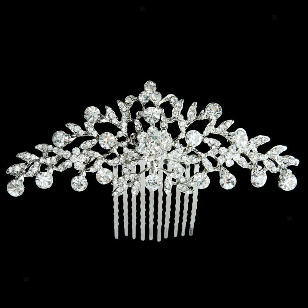 3 Pieces Bridal Wedding Flower Diamante Crystal Rhinestone Women Hair Comb