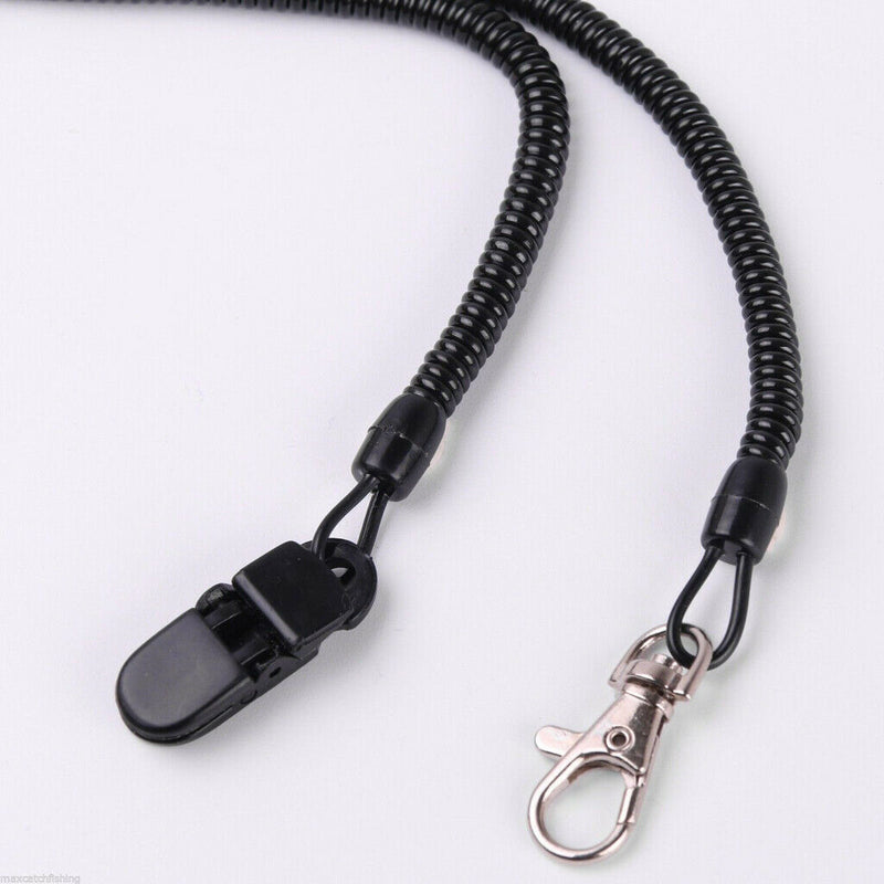 Fly Fishing Elastic Net Release Holder With Net Cord Lanyard Outdoor Black