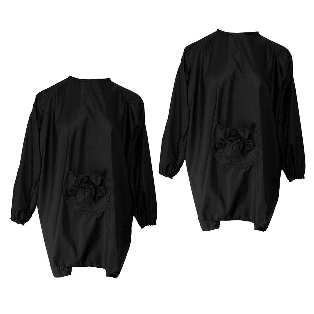 2Pcs Stylist Hairdresser Apron Barber Cape for Salon Spa Hairdressing Black