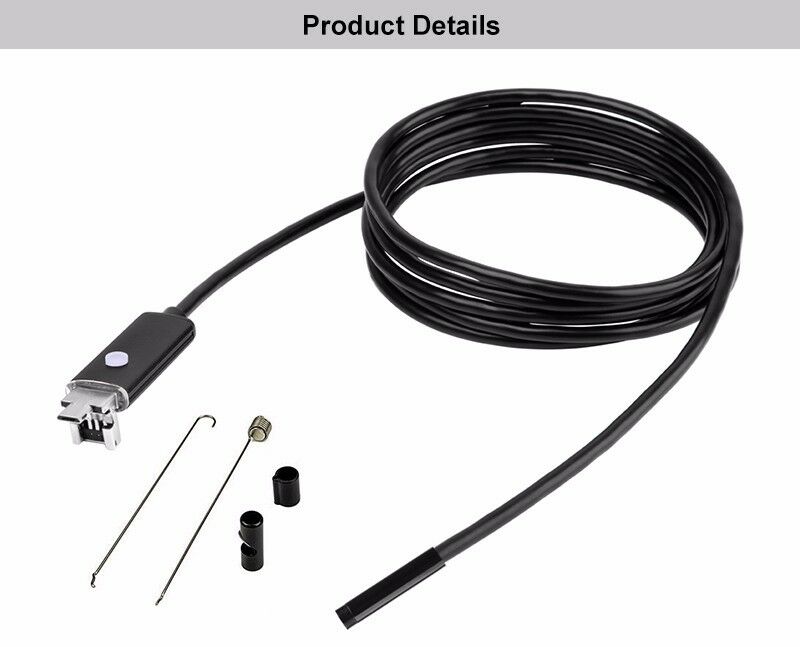 7mm 5M Vehicles Car Endoscope HD 6Led Android PC USB Borescope Inspection Camera