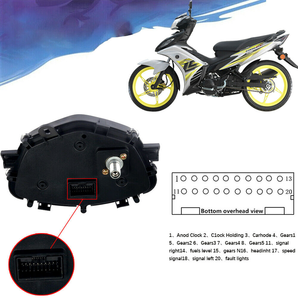 Motorcycle LCD Digital Speedometer Odometer Tachometer Gauge for Yamaha LC135 V1