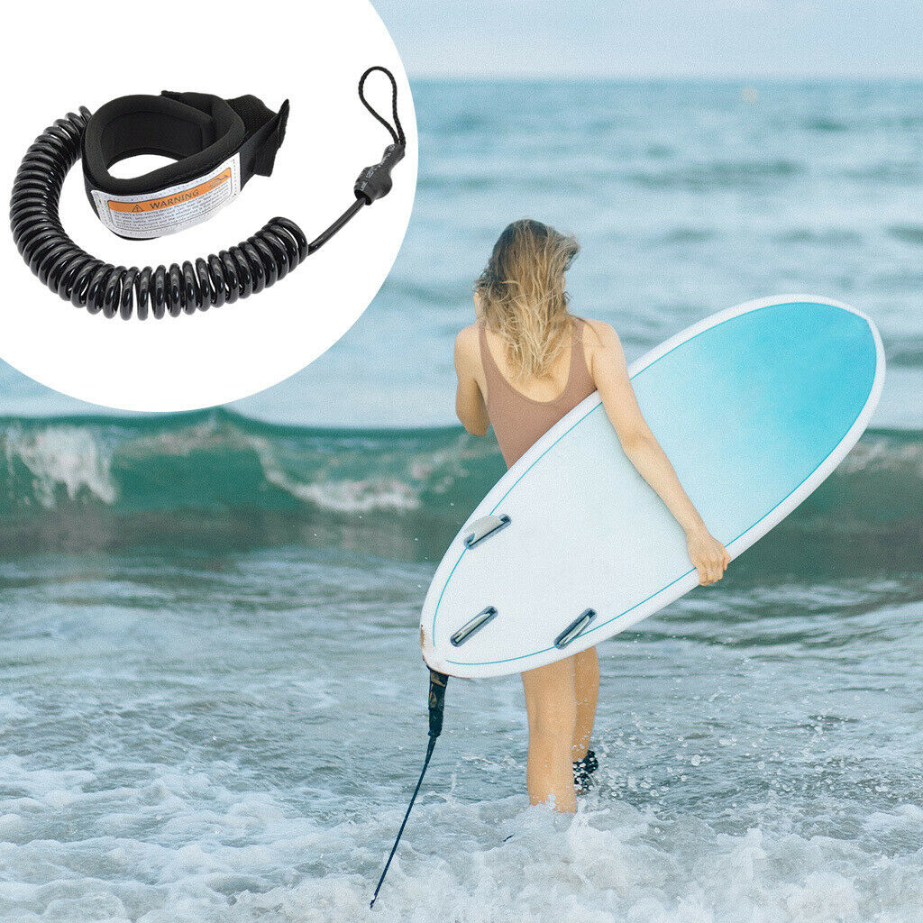 10' Coiled Surfboard Leash Stand UP Paddle Board Leash with Ankle Cuff Rope