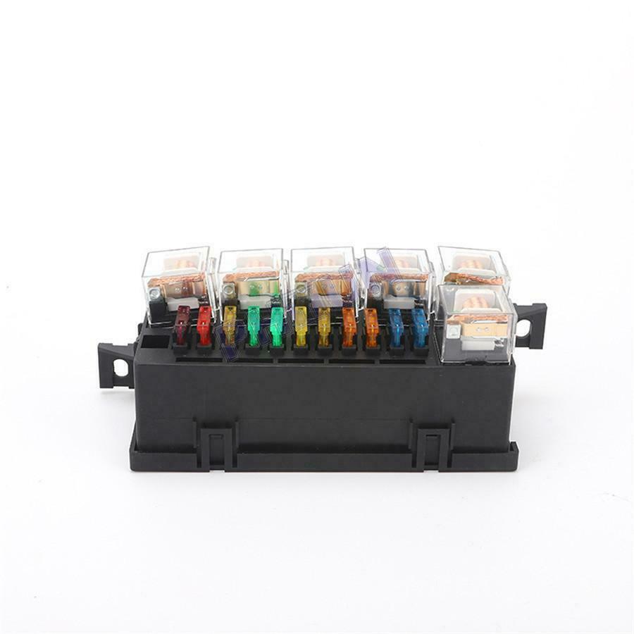 Car Truck Relay Fuse Box w/ 11x Fuses + 6 Relays 5 Pin 12V 80A Car Universal