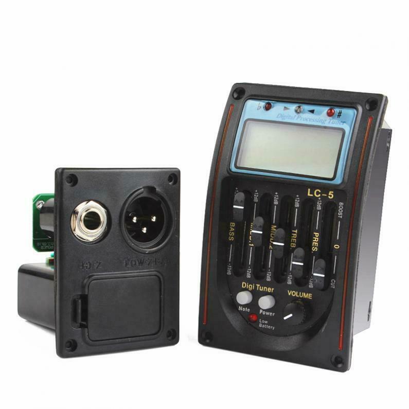 5 Band Guitar Equalizer Acoustic Preamp EQ Piezo Pickup Amplifier Tuner LCD Mic