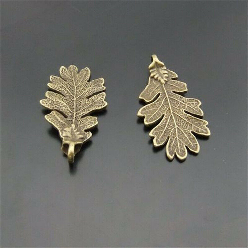 10 pcs 2 Sided Antiqued Bronze Leaf Pendant Charm Alloy For DIY Jewelry 44*27mm