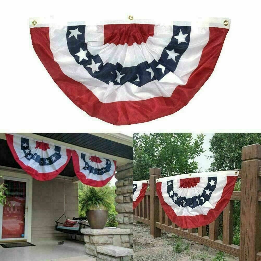 Semicircle American Flag Pleated Fan Flags USA Bunting Patriotic 45*90cm