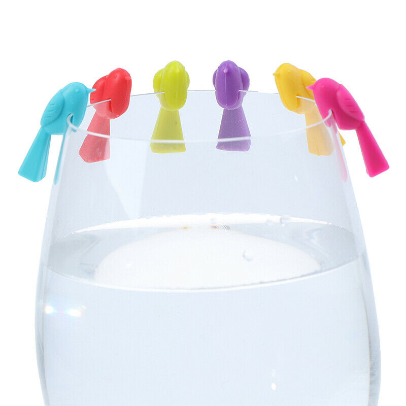6PCS Silicone Bird Tits Wine Glass Mark Wine Glass Recognizer Cup Disting.l8