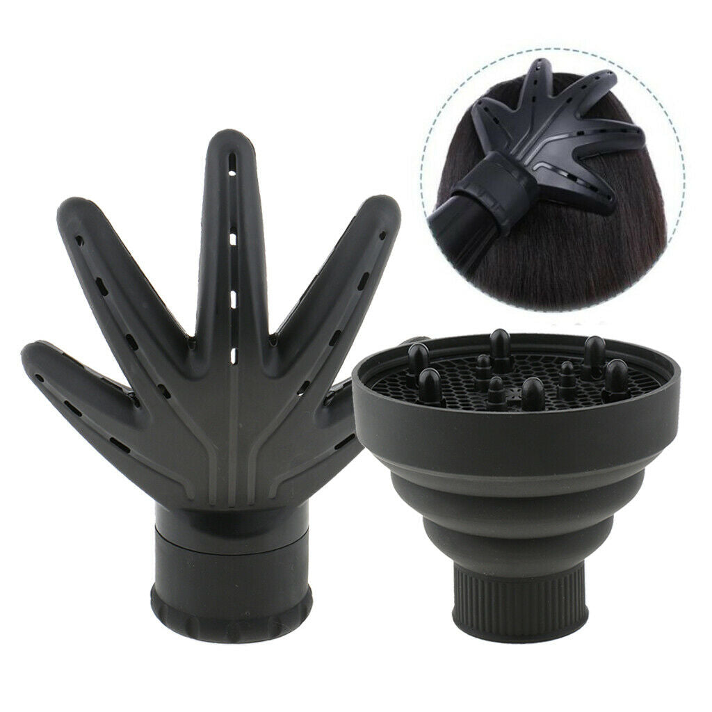 Universal Curl Hair Dryer Diffuser + Hand Shape Wind Hair Blower Attachment