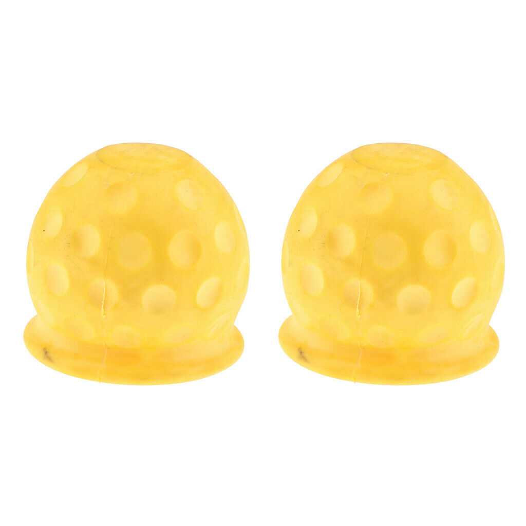 2 Pieces Universal Tow Ball Cap Protection Cover for Car Caravan Yellow