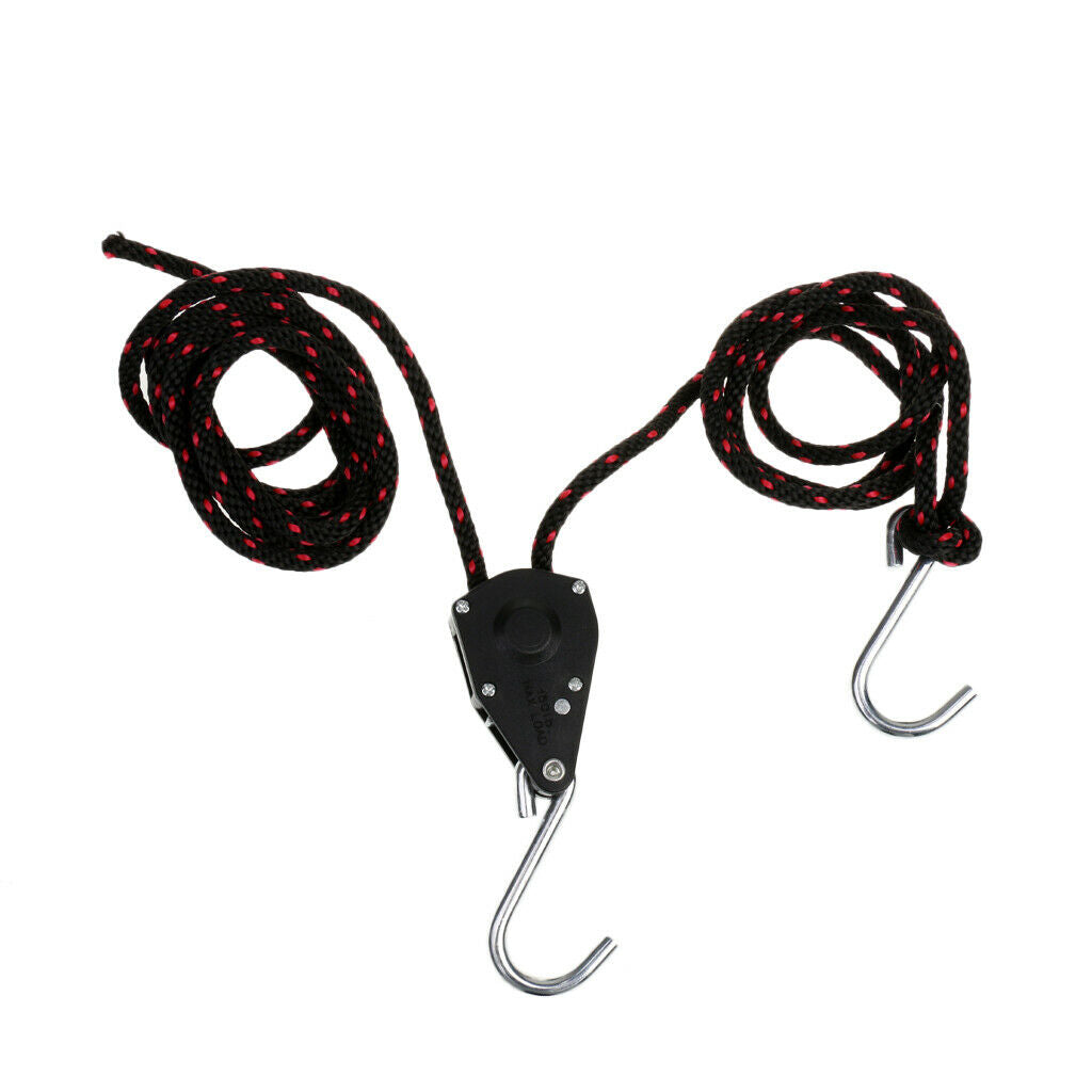 6mm x 2.5m Kayak Rope Ratchet Tie Down with Hooks Ratchet Strap Black