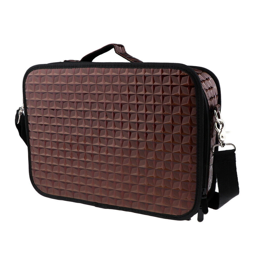 Hair Scissors/Shears Holder Case Clips,Combs PU Bag Diamond Texture Brown