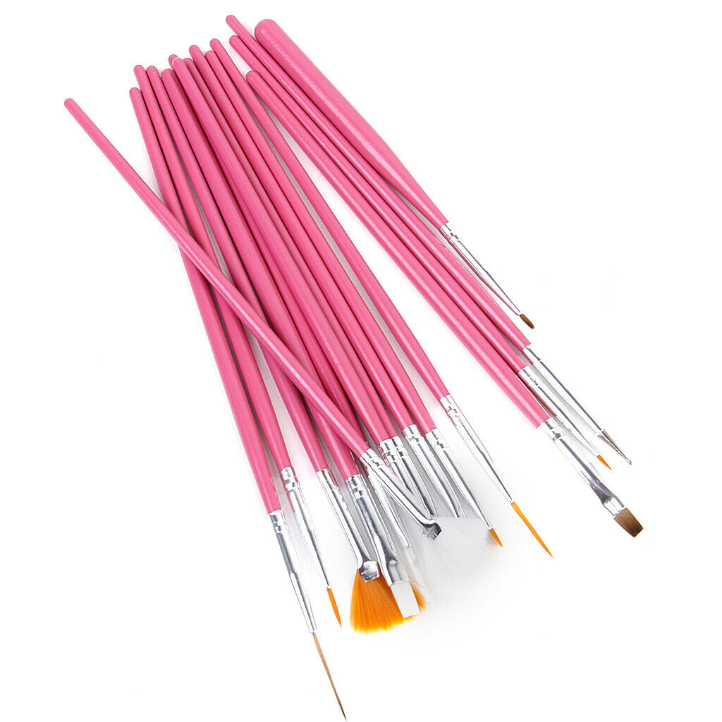 15pcs Nail Art Design Painting Drawing Painting Pen Brush Tool Set - Pink