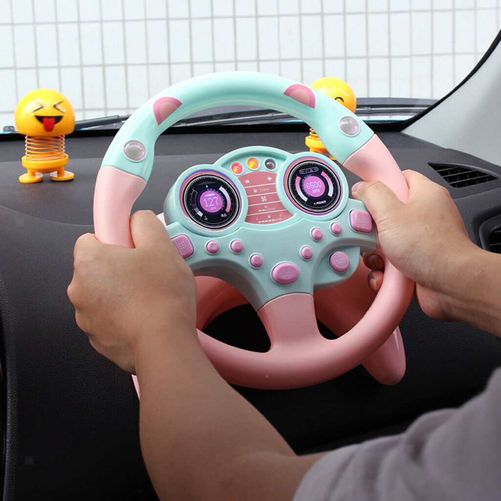 Kid Room Decoration Toys Simulates Co- Steering Wheel for Birthday Gift - Pink