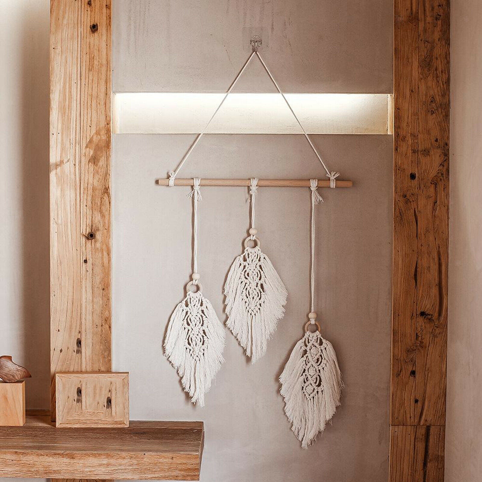 Macrame Wall Hanging Tapestry Chic Bohemian Woven Leaves Fringe Wall Ornaments