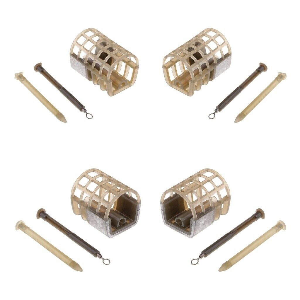 4pc 30g Coarse Barbel Fishing Tackle Cage In Line Pellet Quick Change S+L